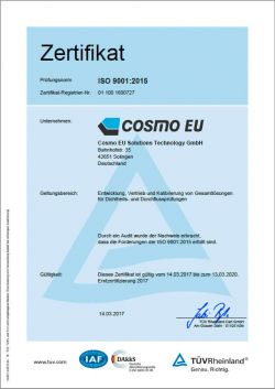 TÜV Rheinland Management System Zertifikat nach ISO 9001:2015 Deutsch