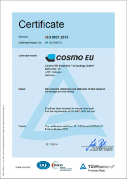 TÜV Rheinland Management System Zertifikat nach ISO 9001:2015 EN